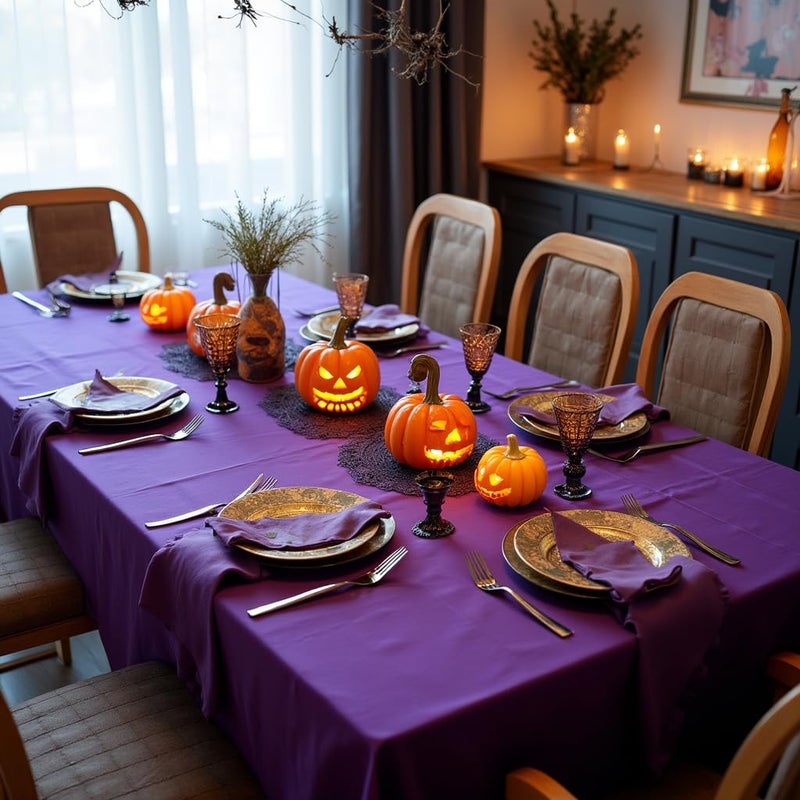 sancua Rectangle Tablecloth - 54 x 108 Inch - Stain and Wrinkle Resistant Washable Polyester Table Cloth, Decorative Fabric Table Cover for Dining Tables, Buffet Parties and Camping, Purple - Image 4